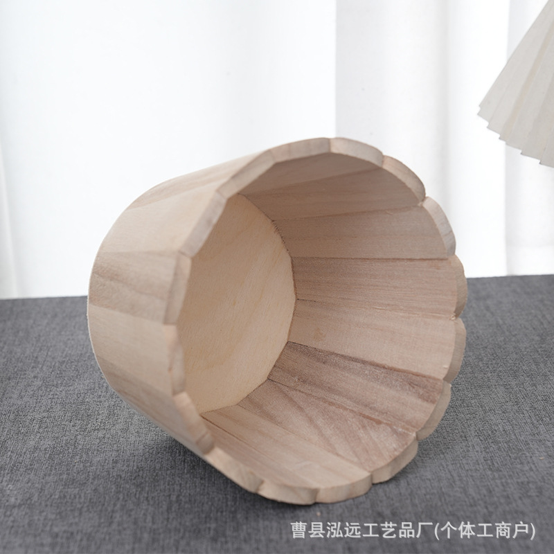 Paulownia Bath Products Barrel Wooden Flower Pot Soybean Peanut Grain Storage Barrel Sundries Desktop Finishing Ornaments