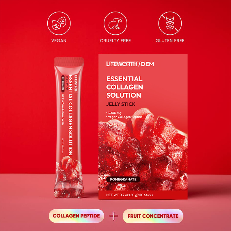 Cross-Border Tk Red Pomegranate Collagen Jelly Stick Sodium Hyaluronate Sodium Collagen Enzyme Jelly Customization