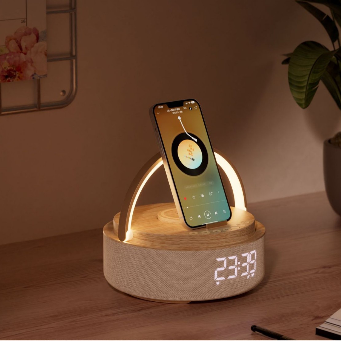 Hot-Selling Gift Bluetooth Speaker Wireless Charging Night Light Holder Creative Birthday Gift Niche High-End