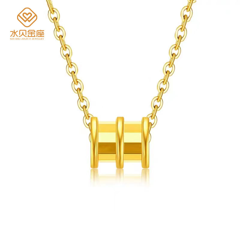 Water shell gold wholesale 999 gold pendant 3D hard gold ring chain necklace women live explosions a generation of hair