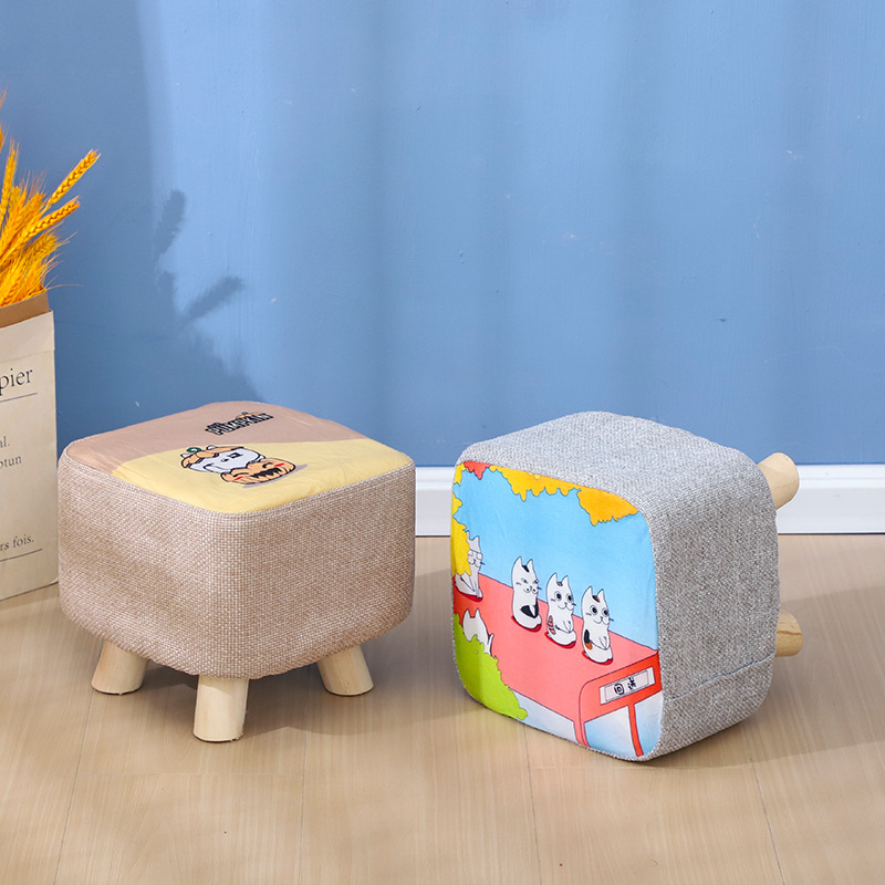 Manufacturer Wholesale Small Stool Solid Wood Fabric Stool Household Shoe-Changing Stool Low Stool Advertising Gift Stool Fabric Sofa Stool Mini