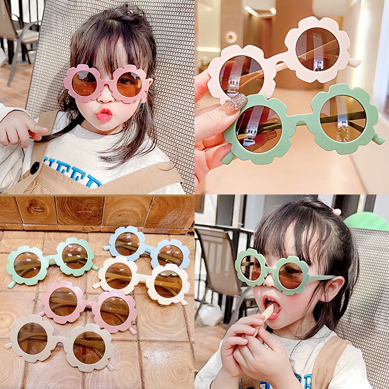 New children's cartoon glasses Korean frosted frame sunglasses candy color cute sunflower frame baby glasses