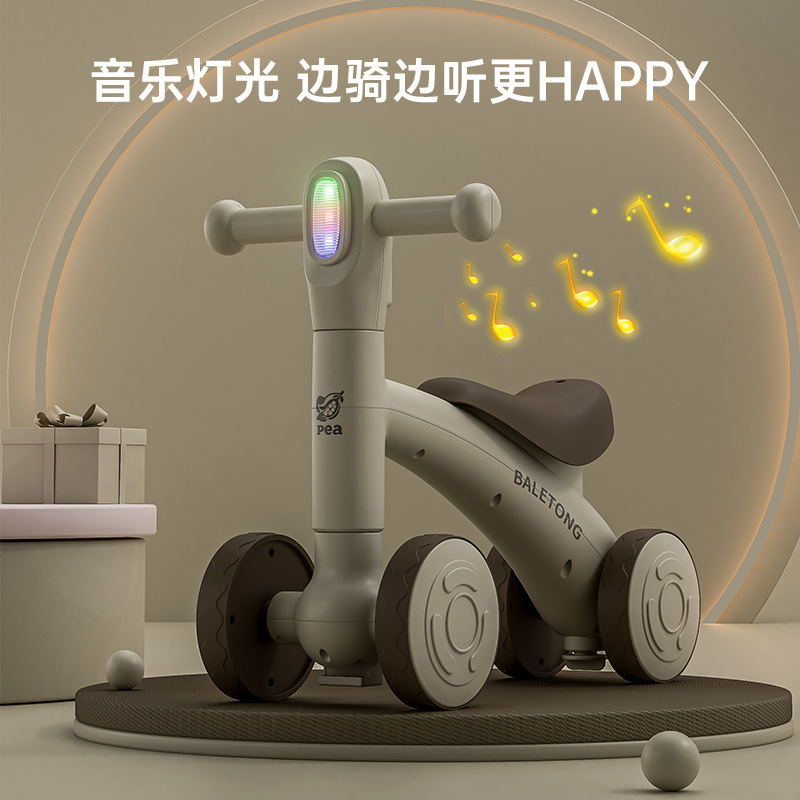 Children's Rocking Horse, Baby Rocking Horse, Infant Wooden Horse, Three-In-One Multi-Purpose Walker, Four-Wheel Balance Glider Ld