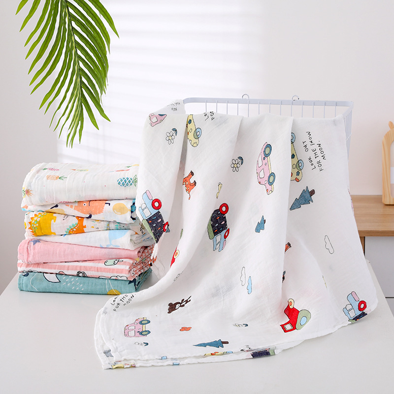 Newborn bath towel gauze wrap single quilt double-layer gauze bath towel thin single bath towel gauze blanket 120*150