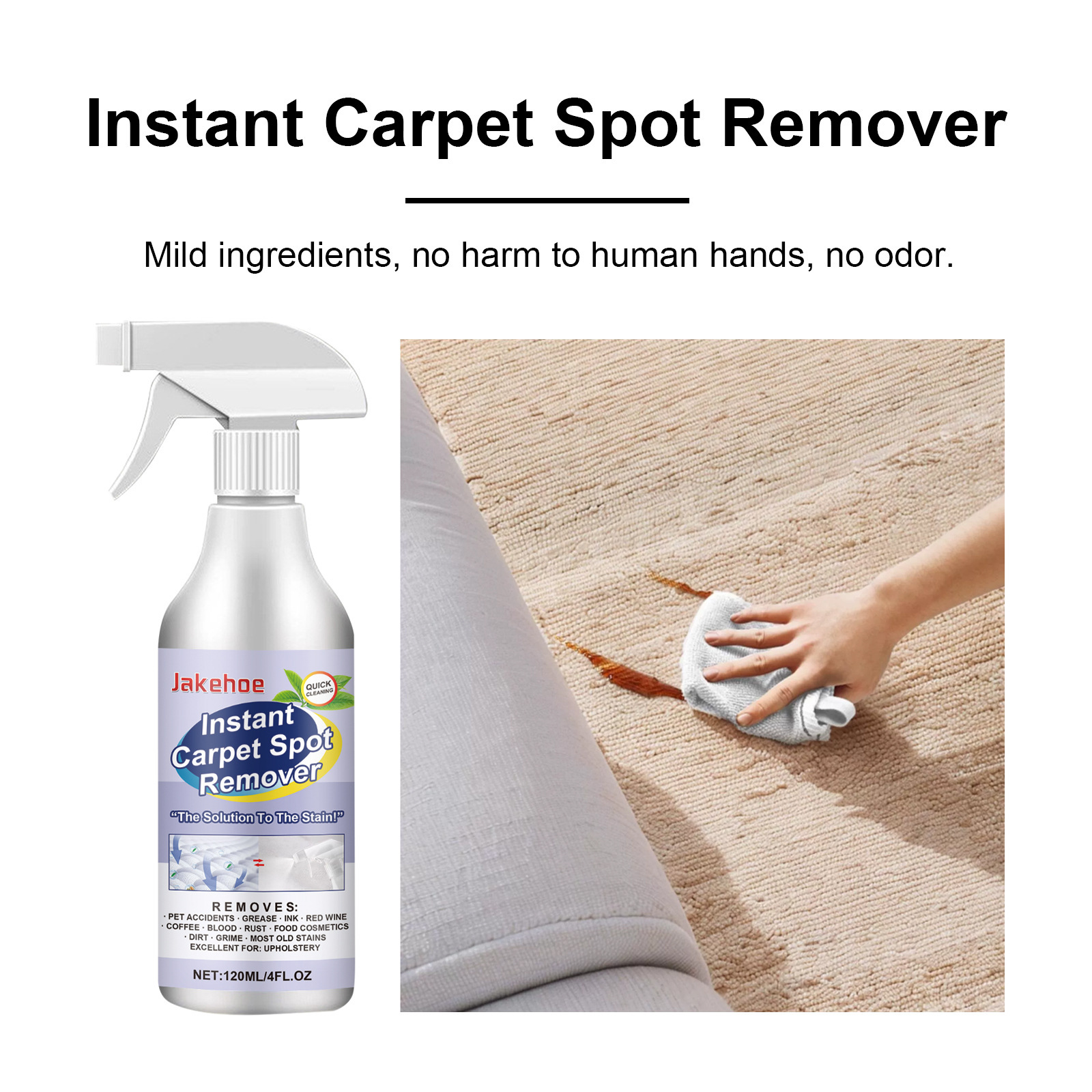JAKEHOE carpet stain remover carpet special easy cleaning stain removal clean lasting fragrance detergent