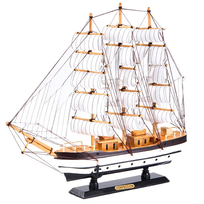 Solid Wood Smooth Sailing Sailboat Model Ornaments Retro Style High-End Desktop Boss Leadership Promotion Office Gifts