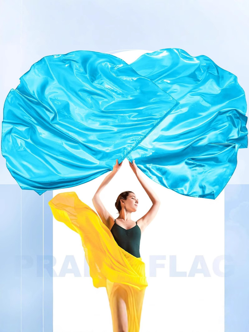 Belly Dance Double Flag Games Opening Ceremony Flag Table Performance Props Dance Half-circle Flag Praise Flag Worship Flag