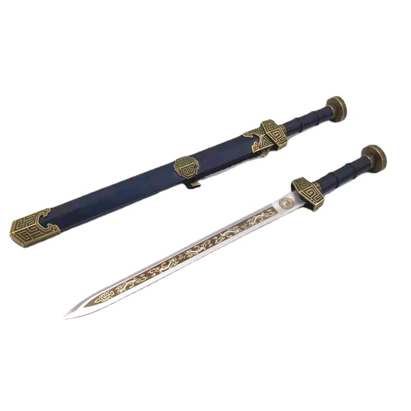 Ancient Chinese Han Sword Qin Shihuang Famous Sword Yue Wang Ruyi Weapon Model Alloy Weapon Sword Dynasty Unedged