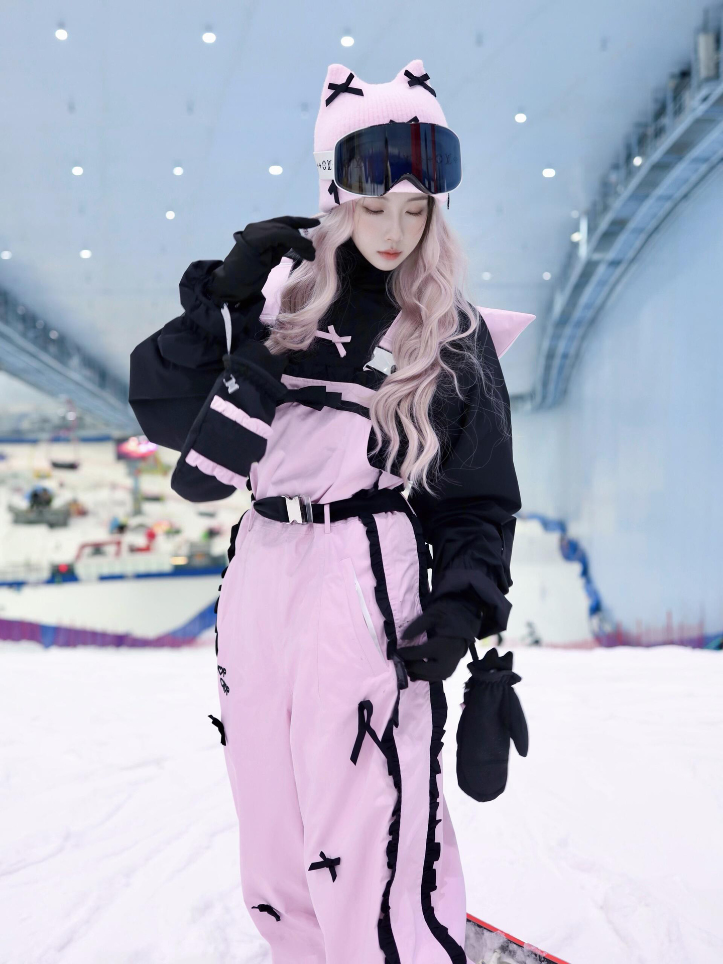 Fuyan Pink Sweetheart Ski Suit Women's 2025 Autumn and Winter New Outdoor Super Nice Bow Design Snow Suit