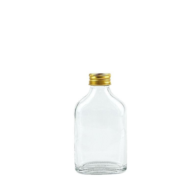 in stock wholesale 50ml small wine bottle beverage wine glass bottle oblique shoulder flat square juice bottle milk tea cold extract coffee bottle