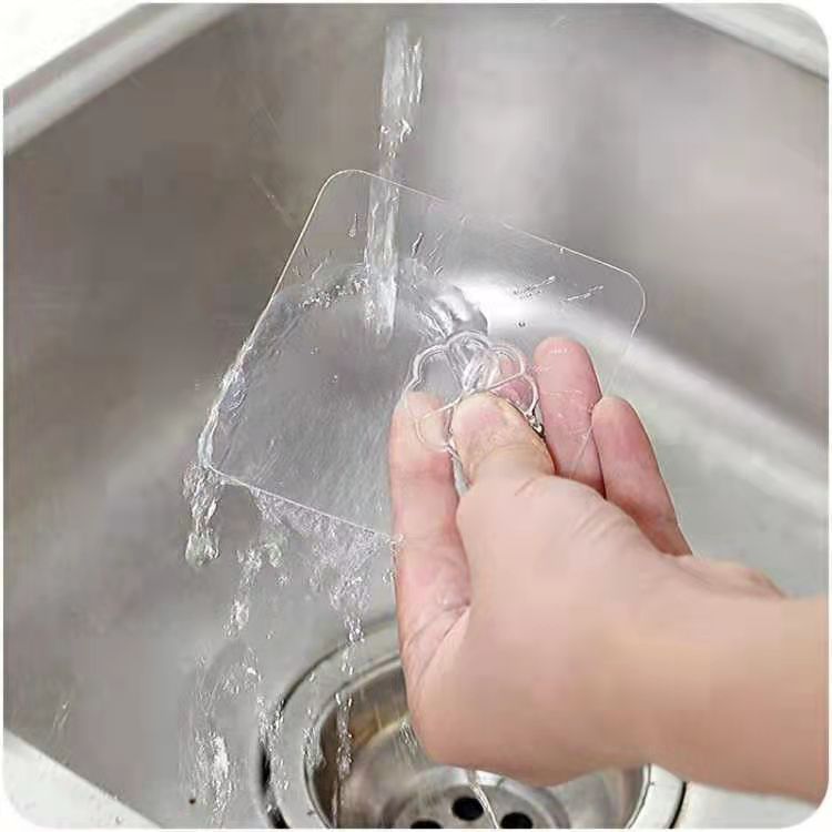 Traceless Hook, No Punching, Transparent Hook, Strong Wall Door Back Sticky Hook, Kitchen Bathroom Wall Hanging Clothes Hook