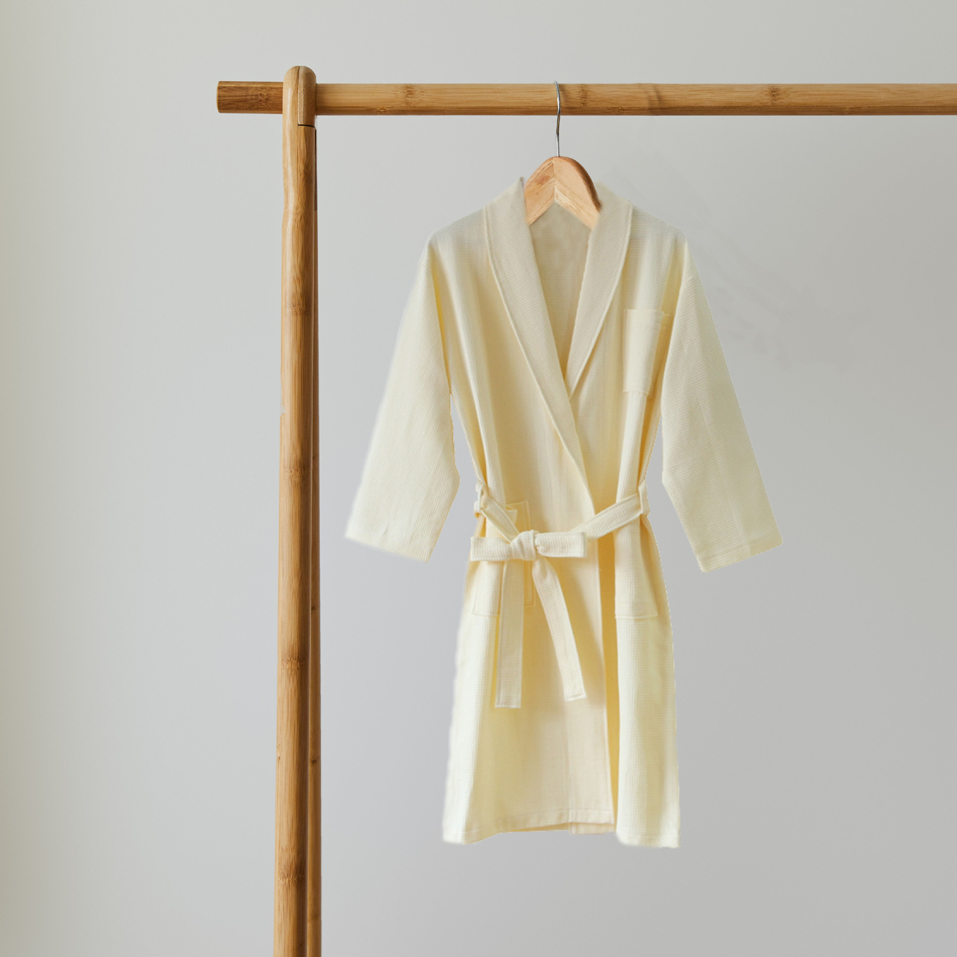 Five-Star Hotel Pure Cotton Waffle Bathrobe Bathrobe Pure Cotton Type a White Unisex Wholesale Hotel Nightgown