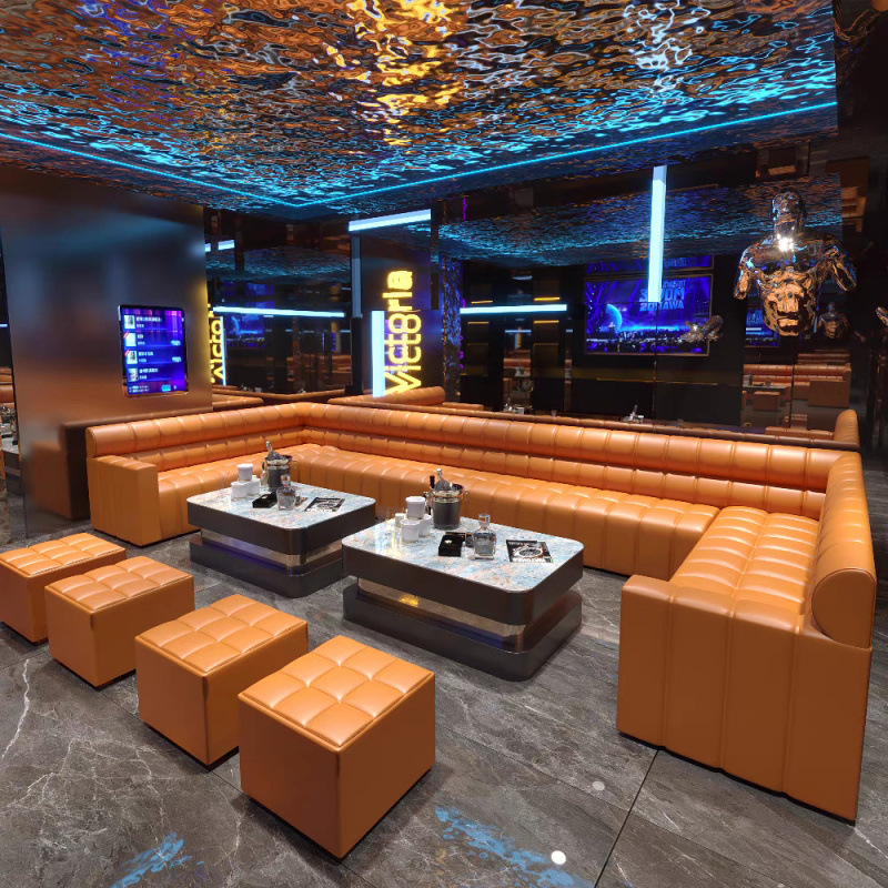 Light Luxury Business KTV Sofa Villa Party Room High-end Club Bar Clearing Bar Box U-shaped Card Seat Coffee Table Combination