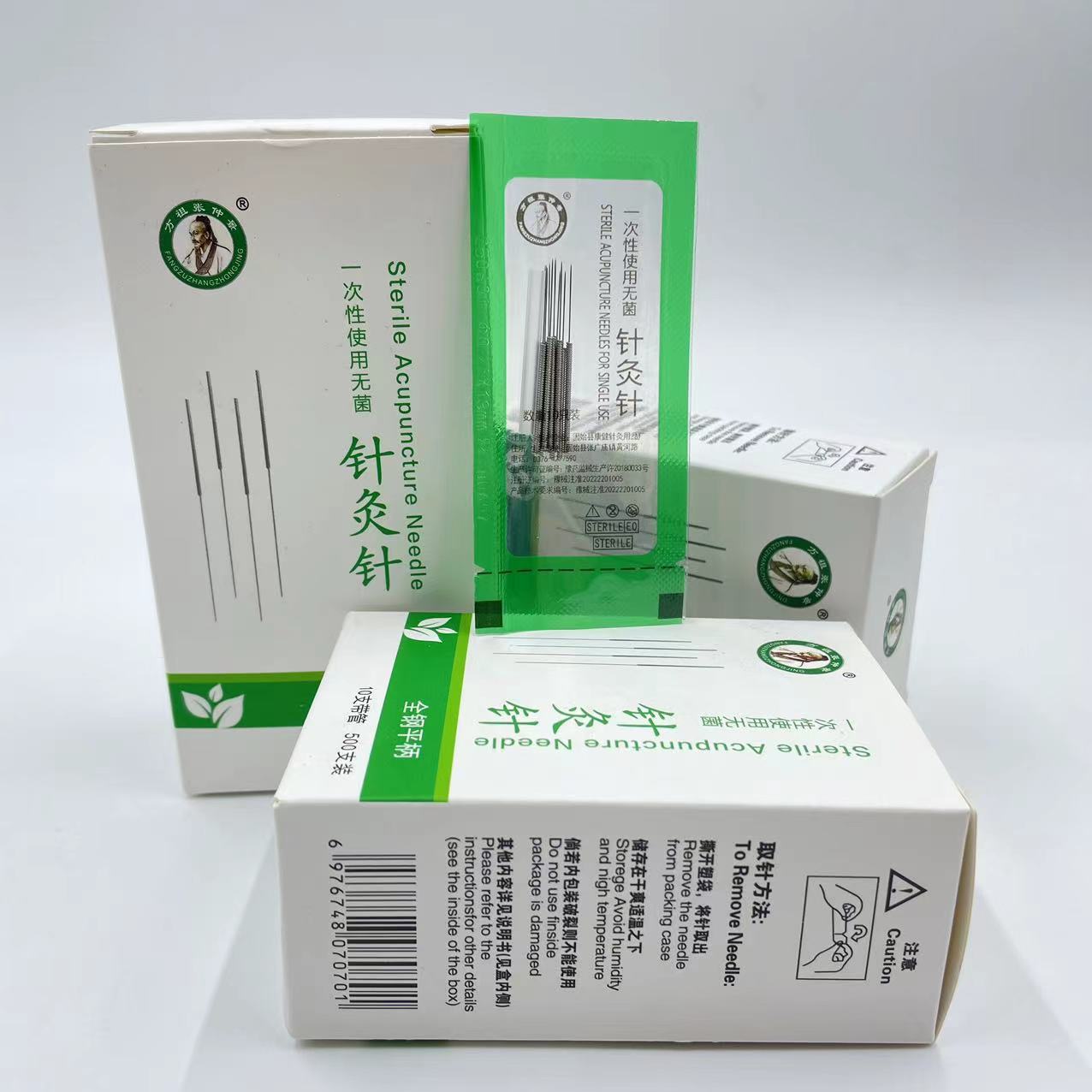 Zhang Zhongjing 500 Disposable Acupuncture Needles for Traditional Chinese Medicine, Sterile Flat-Handled Acupuncture Needles with Needle Tube, Korean Flat-Handled