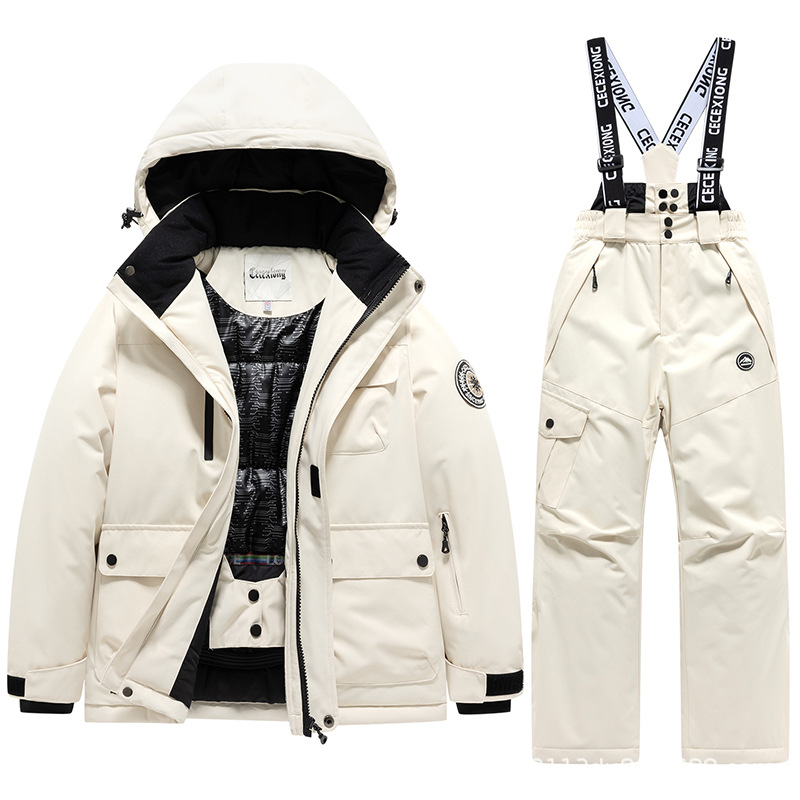 Children's Ski Suit Winter Set for Boys and Girls, Suitable for Older Children, Snow Country Travel Professional Thermal Full Set Clothing and Pants, Cross-Border Foreign Trade