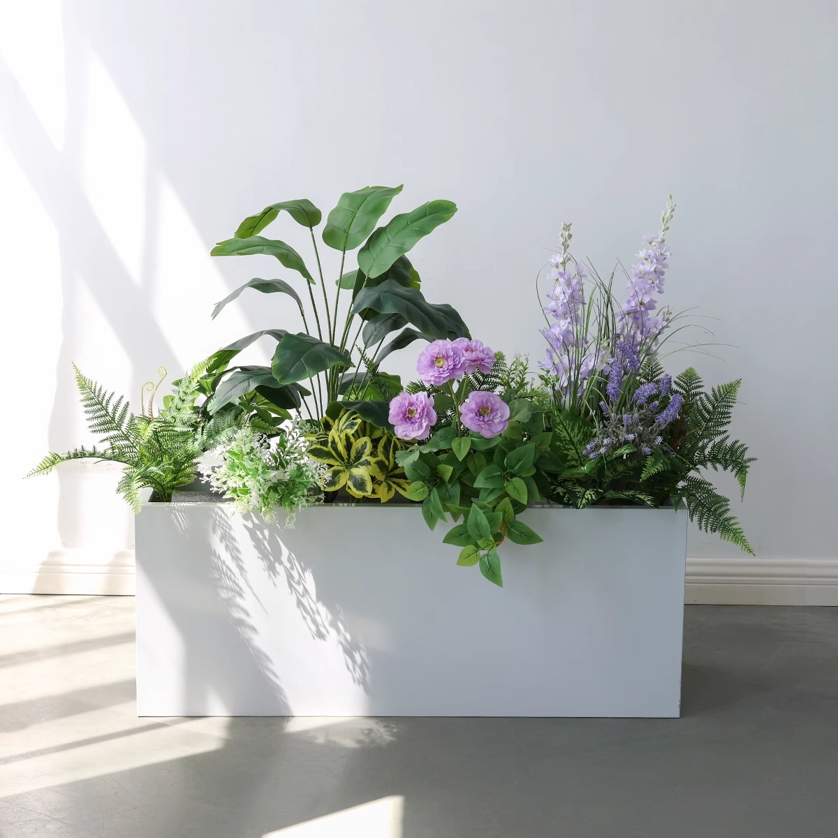 Outdoor Stainless Steel Flower Box Balcony Planting Box Square Commercial Street Rectangular Flower Bed Iron Flower Trough Galvanized Sheet