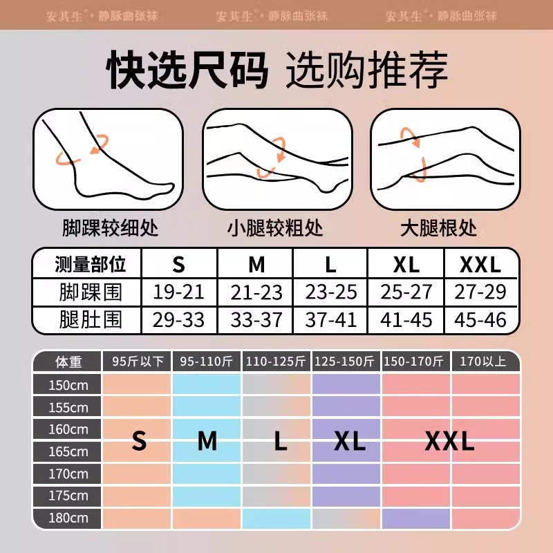 genuine goods Anzisheng medical grade venous socks varicose socks compression socks elastic pregnant women prevent calf relief varicose