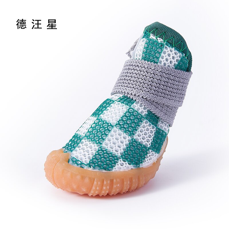 Dewangxing puppy mesh shoes upgraded breathable sandwich thickened mesh dog shoes set of 4 pieces