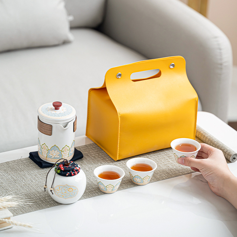Travel tea set portable kung fu tea set suit outdoor teapot camping Express Cup company gift wholesale