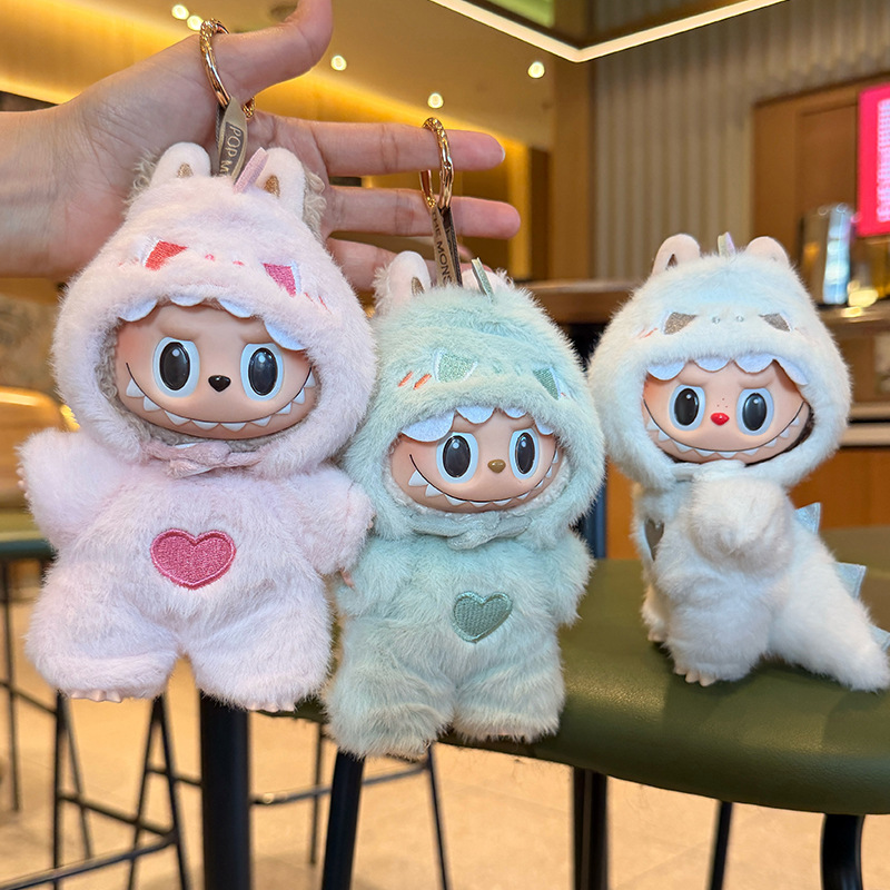 Labubu First and Third Generation European Mink Velvet Dinosaur Clothing Set 10cm Baby Clothes Dress-Up Labubu Accessories Export Wholesale