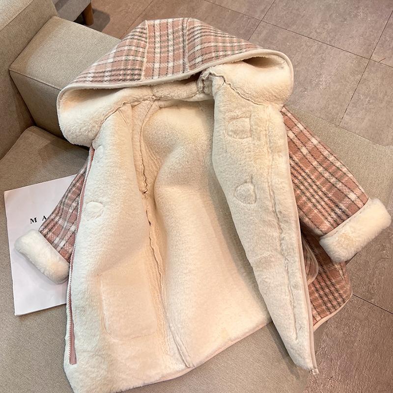 Girls' Woolen Outwears Fleece-Lined Autumn and Winter Clothing 2025 New Baby Girl Korean Style Children's Clothing Fashionable Korean Style Outwears for Small and Medium-Sized Children