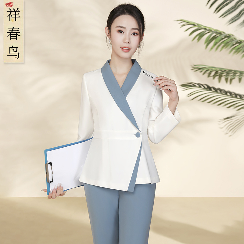 Высококачественная лёгкая медицинская красота передний стол приёмная рабочая одежда для женщин весна и осень стоматология аптека косметолог раздельный костюм для женщин