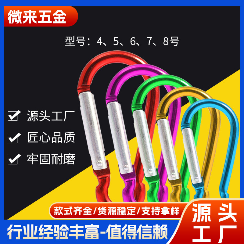 Карабин No. 5 цветной грушевидный многофункциональный с быстросъемным механизмом оптом из алюминиевого сплава для альпинизма и ключей