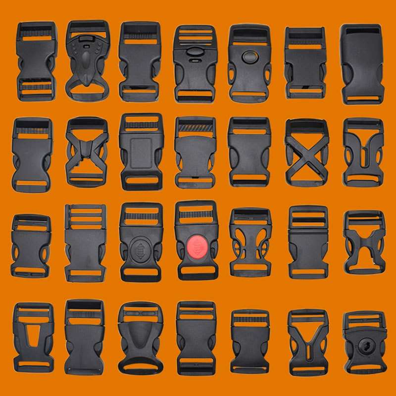 Готовые запасы: пластиковая пряжка для регулировки для аксессуаров багажа, пластиковая пряжка для рюкзаков, полные спецификации и различные стили