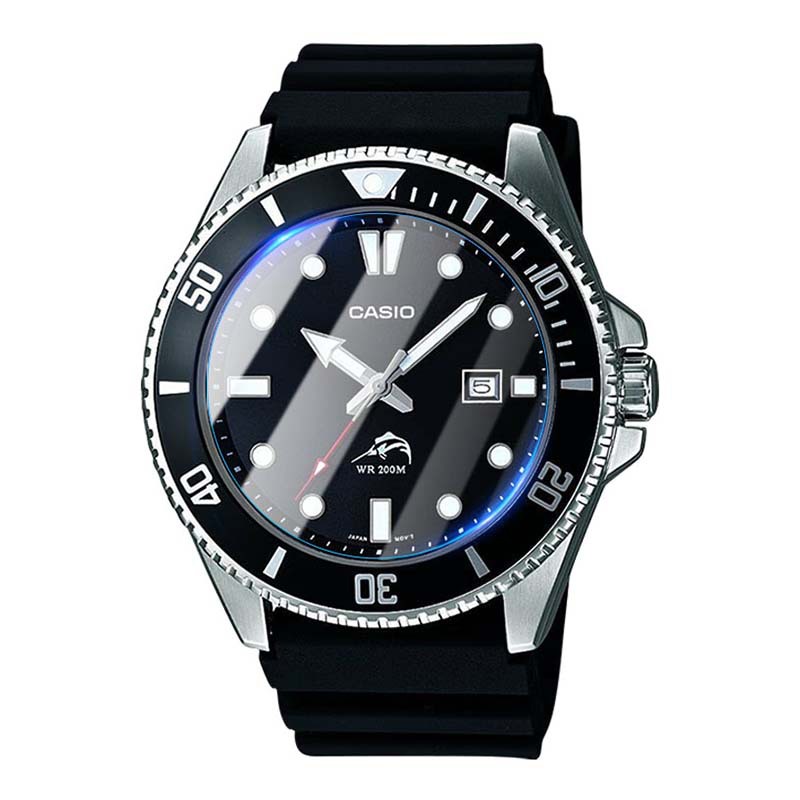 Suitable for Casio Swordfish Mdv106-1A Watch Tempered Film Black Water Ghost Men's Watch High-Definition Explosion-Proof Dial