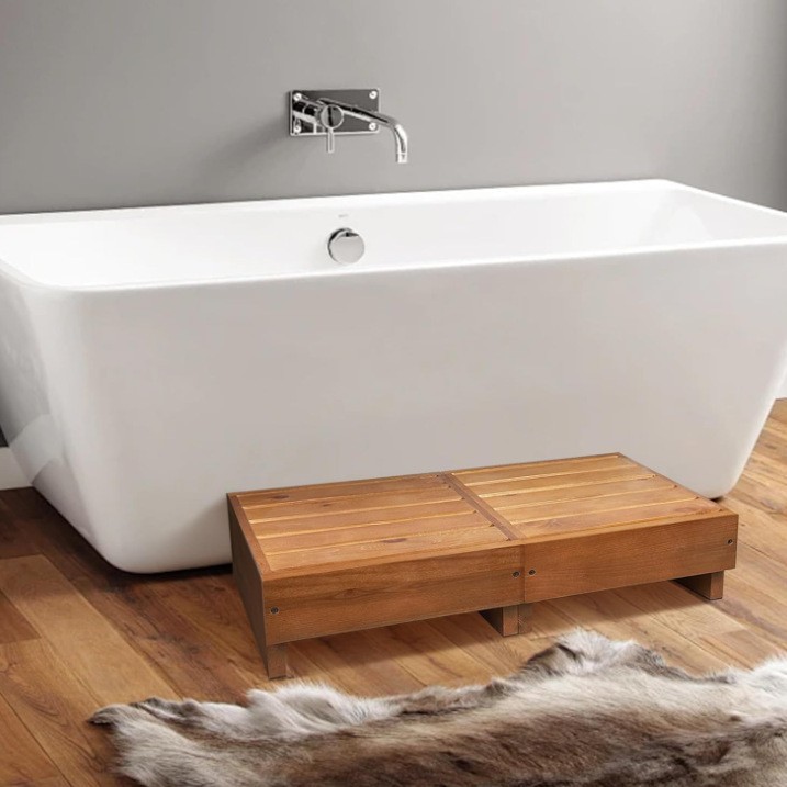 European and American Cross-Border Fsc Wooden Step Stool Foot Stool Disabled Stool Bed Bathroom Auxiliary Stool Wooden Step Stool