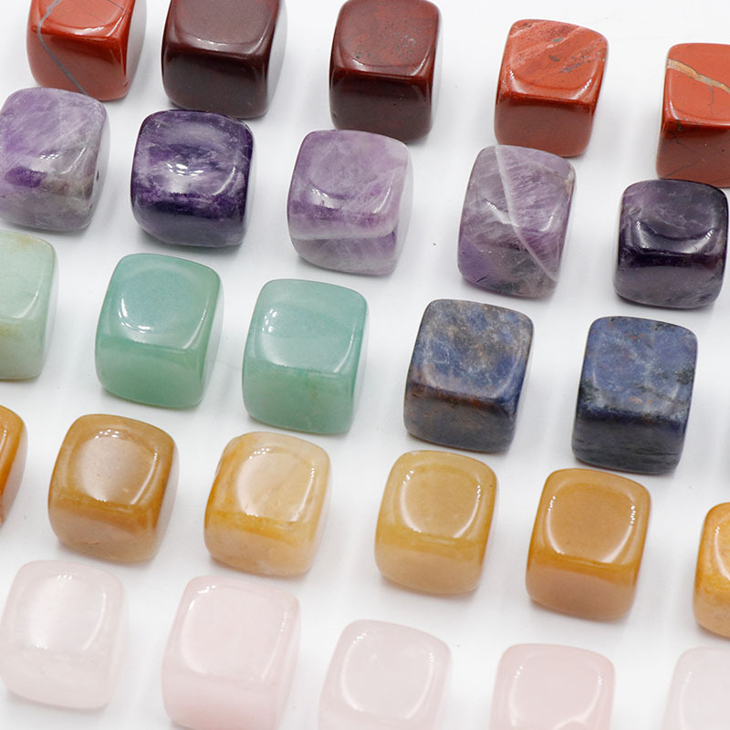 Natural Crystal Seven Color Stone Square Stone Polished Crystal Agate Sugar Small Ornaments Cross-border Supply