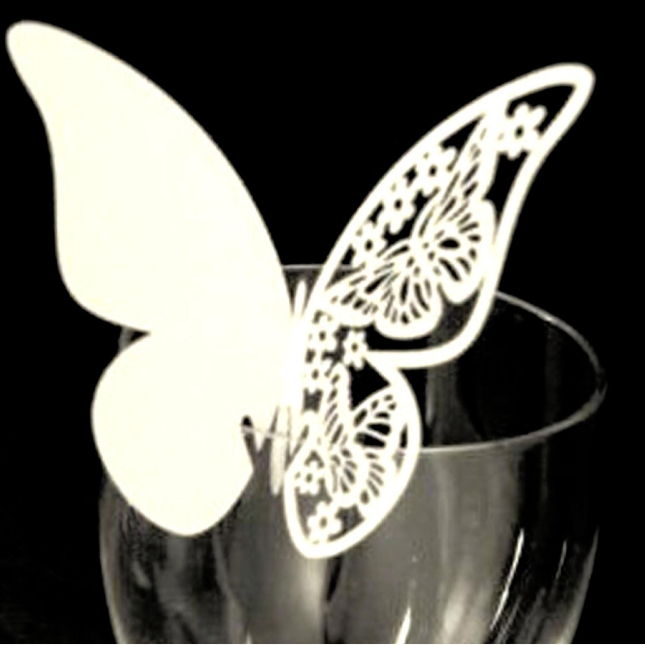 Amazon Hollow Butterfly Cup Card White Butterfly Seat Card Laser Card 3D Wall Sticker Decorative Paper Card