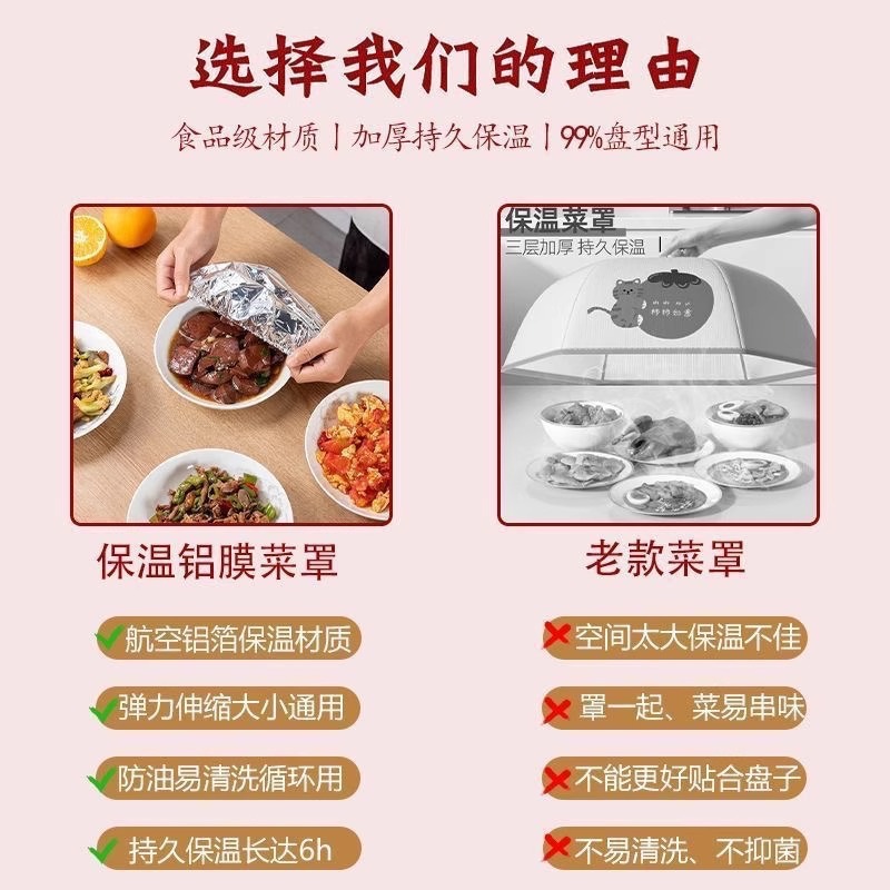 Space Meal Insulation Cover Food Grade Aluminum Foil Insulation Film Dining Table Insulation Cover Washable Kitchen Plastic Wrap Insulation