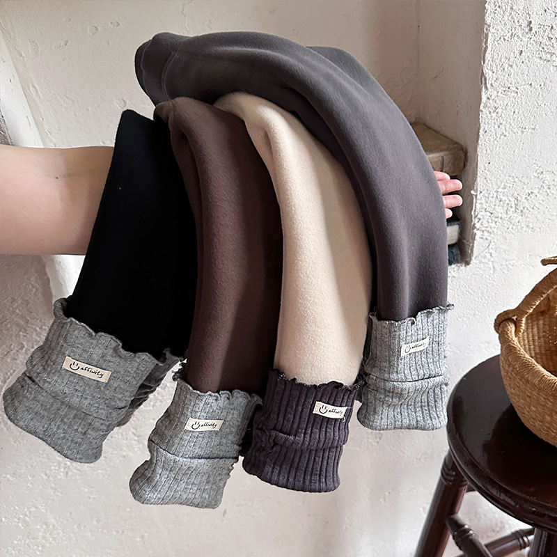 Xie Jinmao Children's Clothing Girls' Fleece-Lined Thick Leggings A-Class Autumn and Winter New Children's Integrated Fleece Pants for Outerwear Long Pants