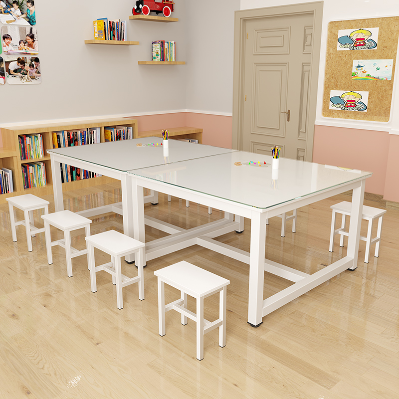 Primary School Kindergarten Glass Painting Table Art Table Student Training Class Desks and Chairs Tutoring Handmade Calligraphy Studio Table