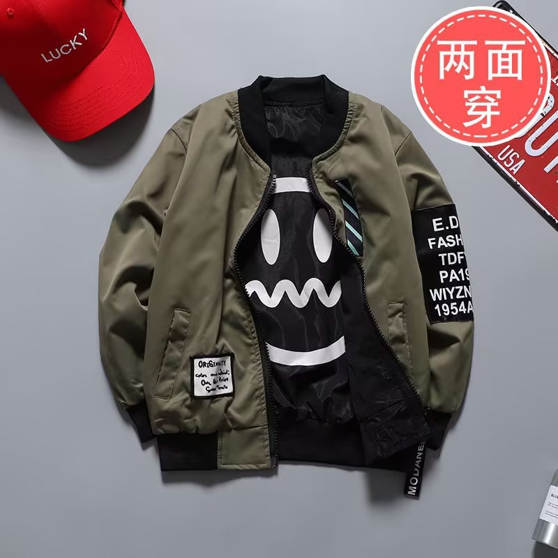 Cross-border Men's Spring Wear Double-sided Jacket Big Children's 2025 Spring and Autumn Children's Baseball Suit Fashion Jacket Trendy Men