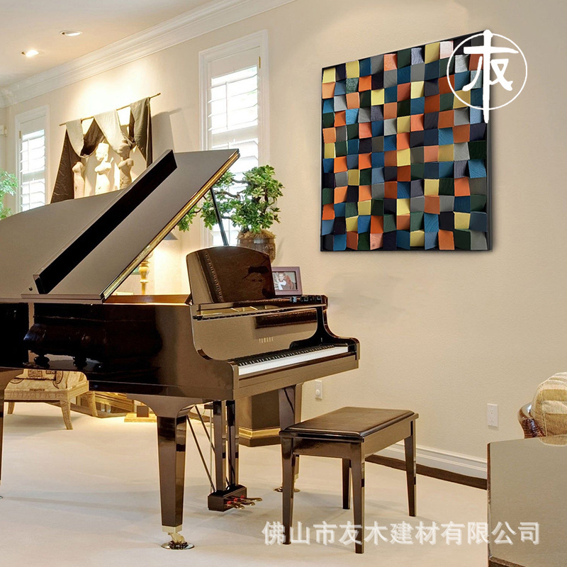 Цветные массивные деревянные мозаики для трехмерного фона, декор для гостиничного лобби и выставочного зала