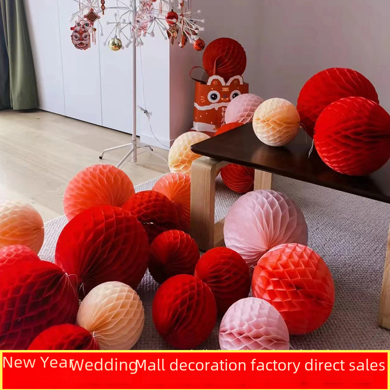 New Year's Day Little Red Lantern Hanging Decoration Wedding Celebration Shopping Mall Opening Fortune Outdoor Paper Lantern Wholesale