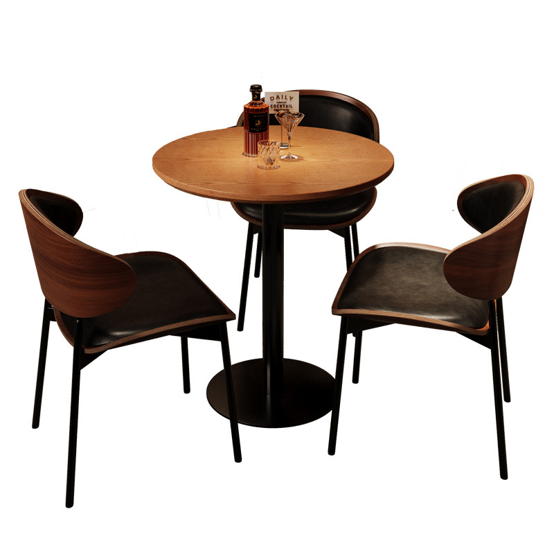 American Retro Cafe Table and Chair Combination Bar Tavern Dining Table and Chair Internet Celebratory Music Dining Bar Clear Bar Solid Wood Table and Chair