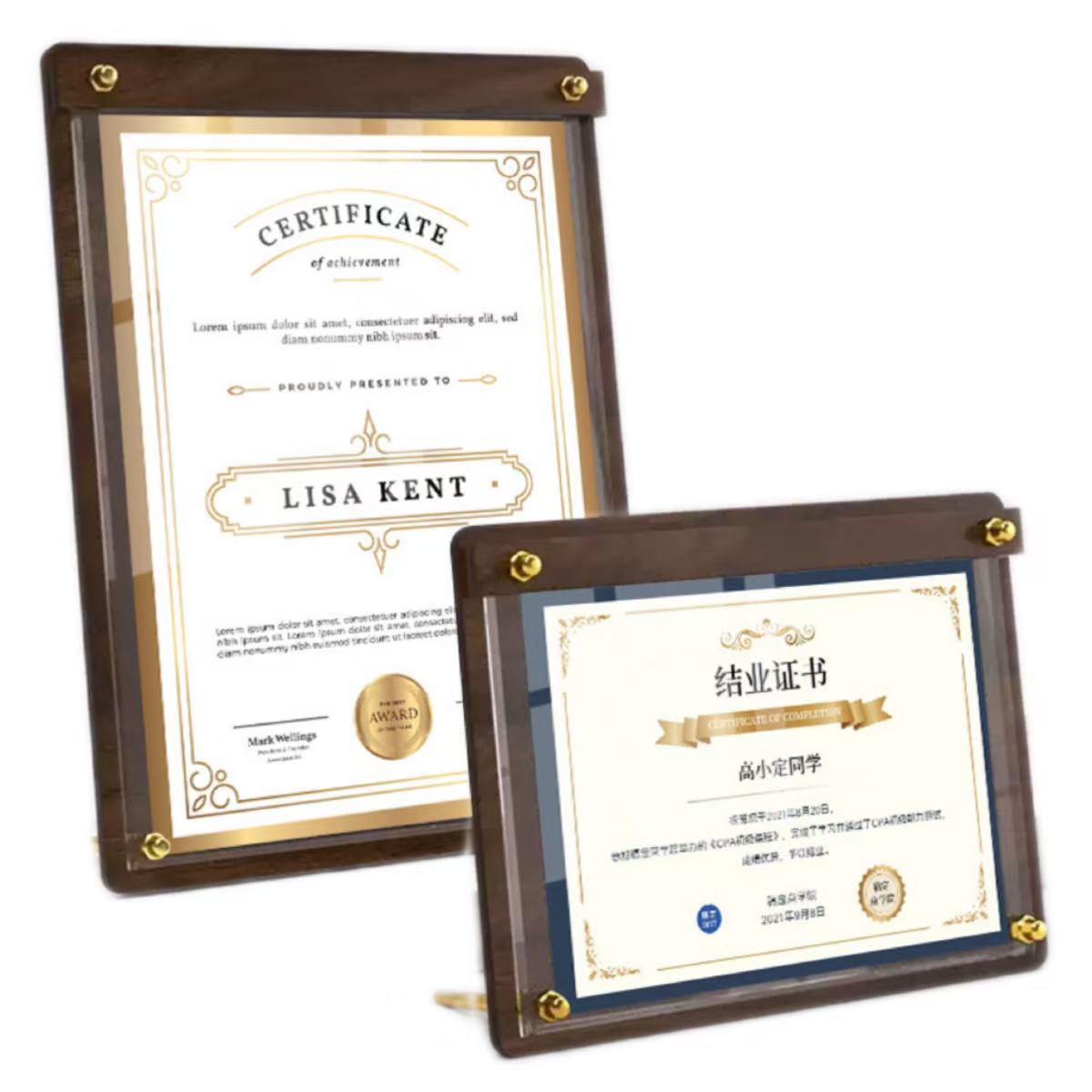 Acrylic Table Card Walnut Price Tag Retro Office Desk Display Stand Walnut Business Drink Card