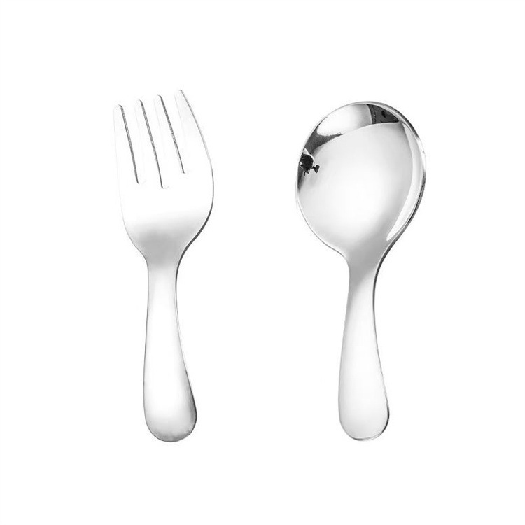 Short-Handled Fork and Spoon for Eating Desserts, Round Spoon, Mini Tableware, Colorful Set, Children's Spoon, 410 Stainless Steel Spoon and Fork