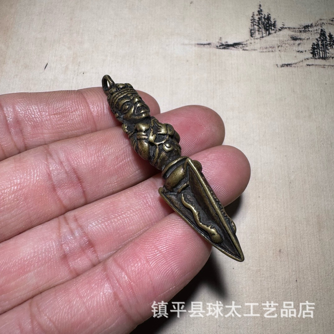 Brass Gold Steel Pestle Antique Small Handle Collection Keychain Pendant Small Jewelry