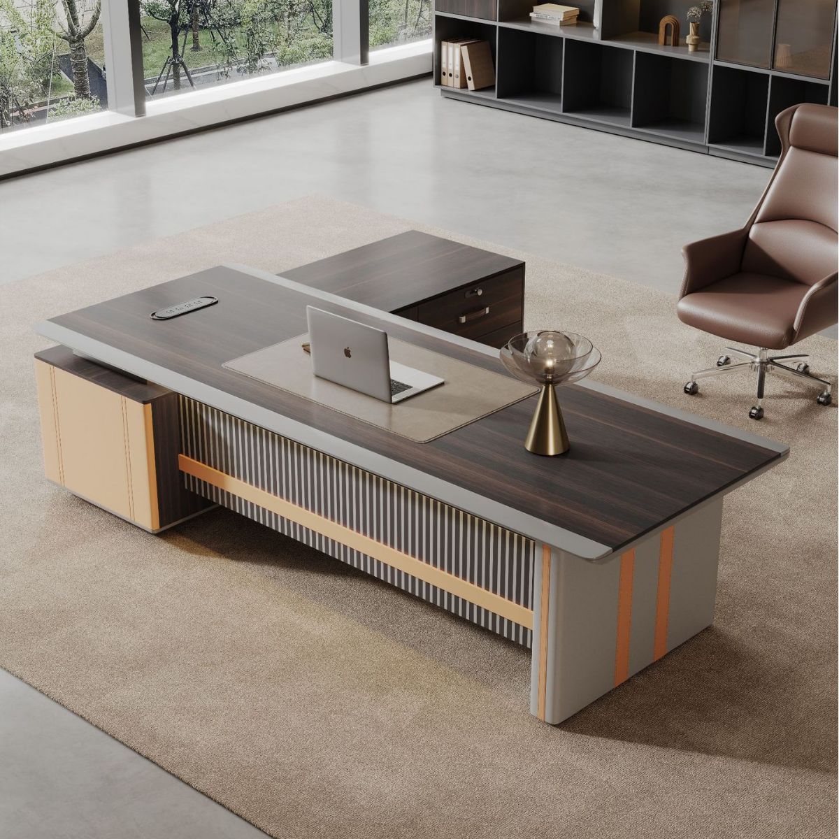 Foshan Office furniture boss table simple modern light luxury chairman Office Office Office office desk office table and chair combination