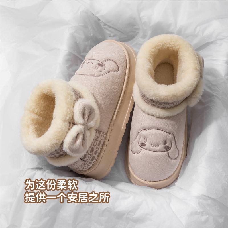 Sanrio Snow Boots Women's Cotton Shoes Home Indoor Warm Parent-Child