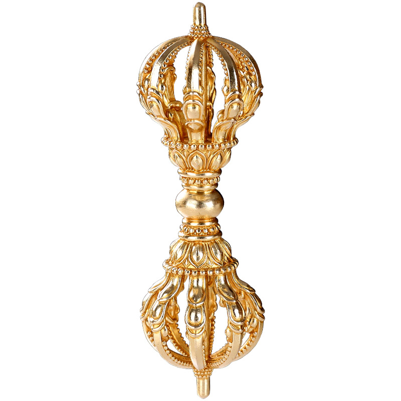 Nepal Handicraft Brass Thickened Nine-strand Vajra Pestle Instrument Carving Lotus Xizang-style Demon-lowering Pestle Ornaments