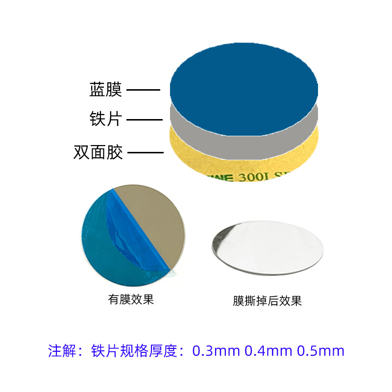 Magnet Sheet Iron Sheet with Adhesive Backing Car Mobile Phone Holder Magnetic Attraction Magnet Sheet Factory Direct Sales Stainless Steel in Stock
