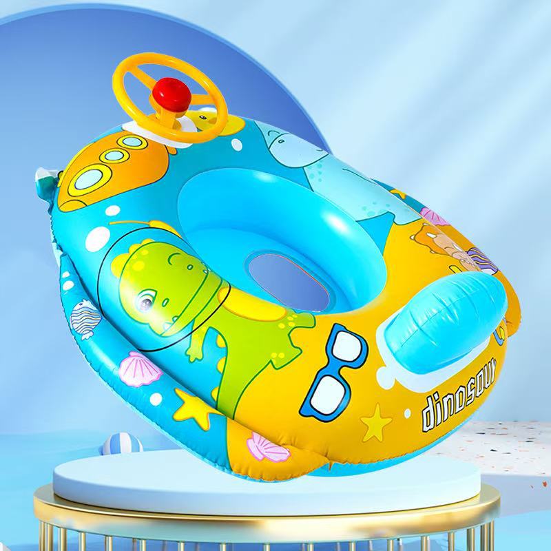 Factory wholesale thickened steering wheel horn boat children's cartoon car infant swimming seat water car boat