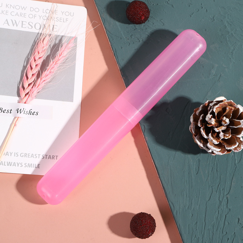 Toothbrush Storage Box for Business Trips, Compact Toothbrush Box, Portable Toothbrush Set with Lid, Drainable Toothbrush Set Box