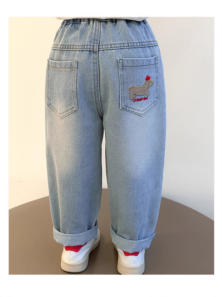 Girls' Jeans Spring and Autumn 2025 New Style Loose Straight Pants for Little Girls Children's Trousers Casual Pants for Baby Girls