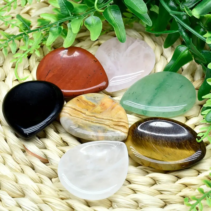 Natural Crystal Drop-shaped Decompression Stone Thumb Forgotten Worry Stone Massager Handle Scraping Stone Decompression Stone
